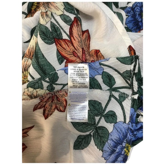 Umgee Tropical Floral Flare Sleeve Tie Front Fit Dress L - Picture 14 of 14